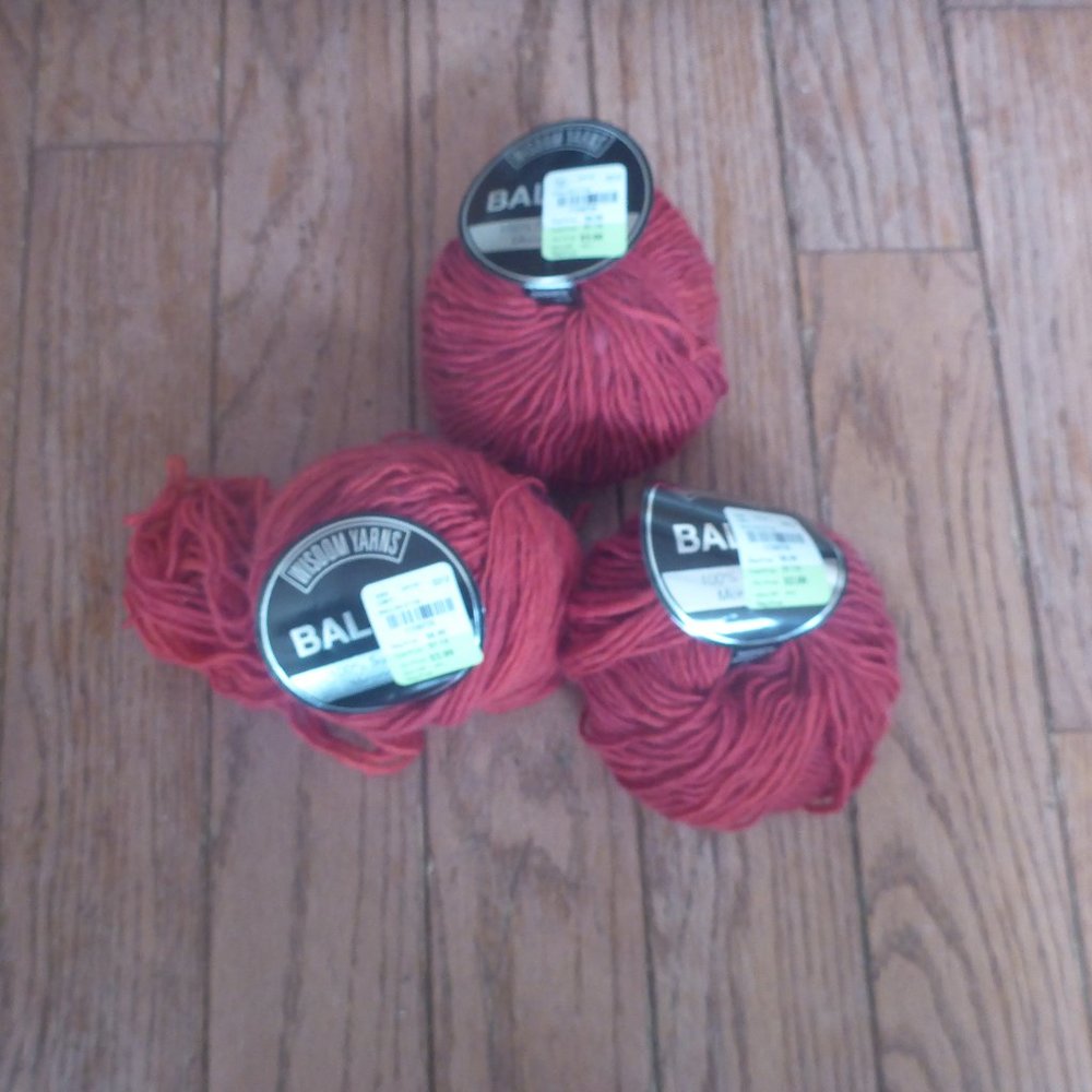 3 Balls Wisdom Yarns Ballard 100% Superwash Merino Wool Yarn Color 31702 (Red)